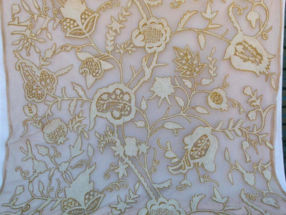 Scalamandre Sikandra Crewel Sheer Ivory Multi Wool Hand Crewel Old World Weavers MSRP USD 770/Y