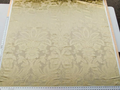 Scalamandre San Leucio Beige Gold Old World Weavers Silk Linen Renaissance Silk Damask MSRP USD 546/Y
