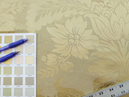 Scalamandre San Leucio Beige Gold Old World Weavers Silk Linen Renaissance Silk Damask MSRP USD 546/Y