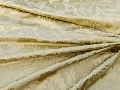 Scalamandre San Leucio Beige Gold Old World Weavers Silk Linen Renaissance Silk Damask MSRP USD 546/Y