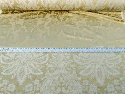 Scalamandre San Leucio Beige Gold Old World Weavers Silk Linen Renaissance Silk Damask MSRP USD 546/Y