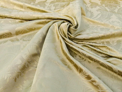 Scalamandre San Leucio Beige Gold Old World Weavers Silk Linen Renaissance Silk Damask MSRP USD 546/Y