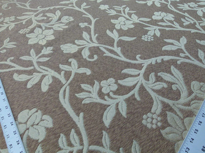 Scalamandre Romantic Sapporo Sand Gold Beige Brown  Silk Linen Lampas MSRP USD 516/y Superb Weight! Vine