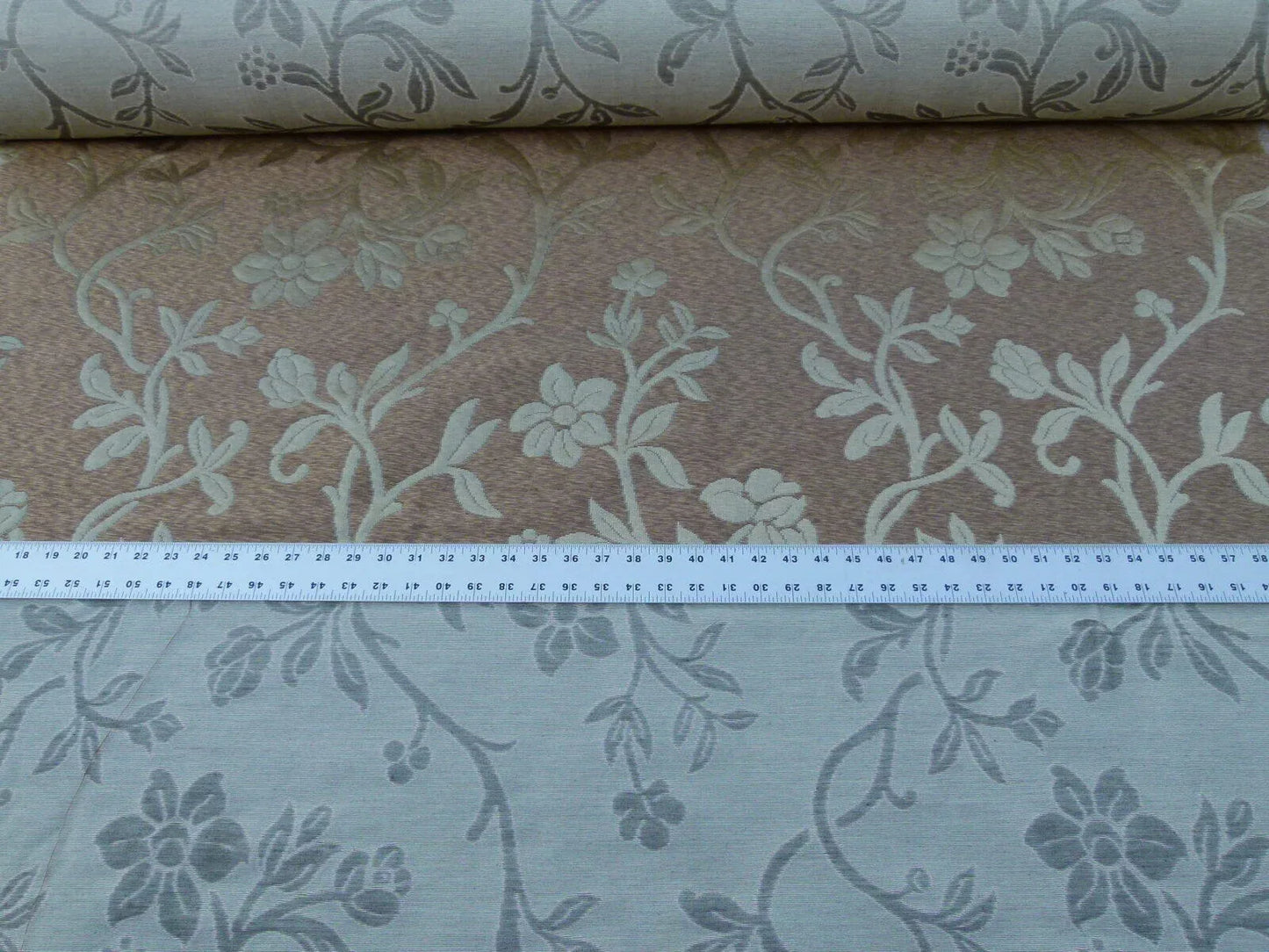 Scalamandre Romantic Sapporo Sand Gold Beige Brown  Silk Linen Lampas MSRP USD 516/y Superb Weight! Vine