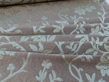 Scalamandre Romantic Sapporo Sand Gold Beige Brown  Silk Linen Lampas MSRP USD 516/y Superb Weight! Vine