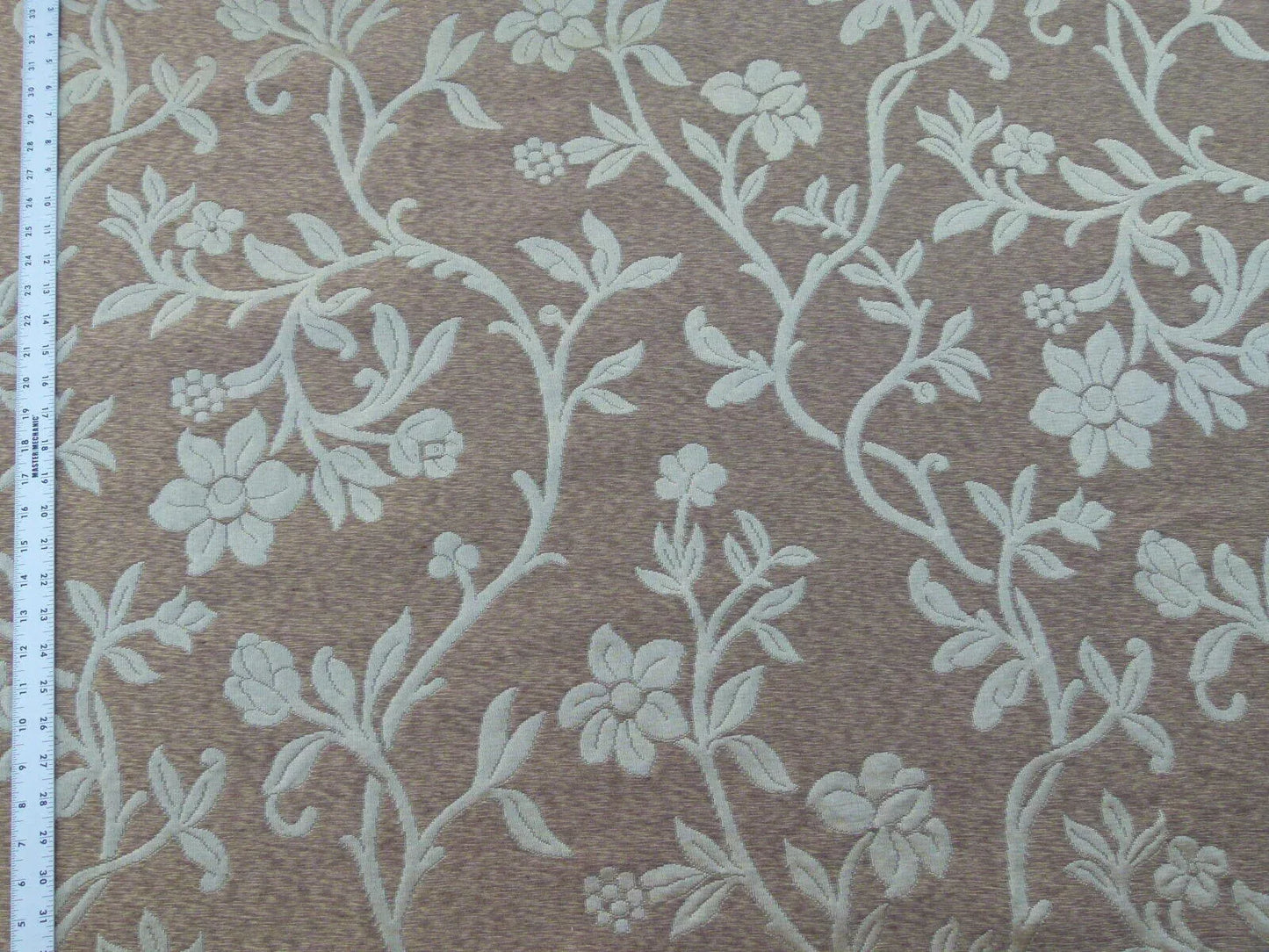 Scalamandre Romantic Sapporo Sand Gold Beige Brown  Silk Linen Lampas MSRP USD 516/y Superb Weight! Vine