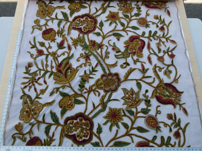 Scalamandre Sikandra Crewel Sheer Multi Wool Hand Crewel Old World Weavers MSRP USD 770/Y
