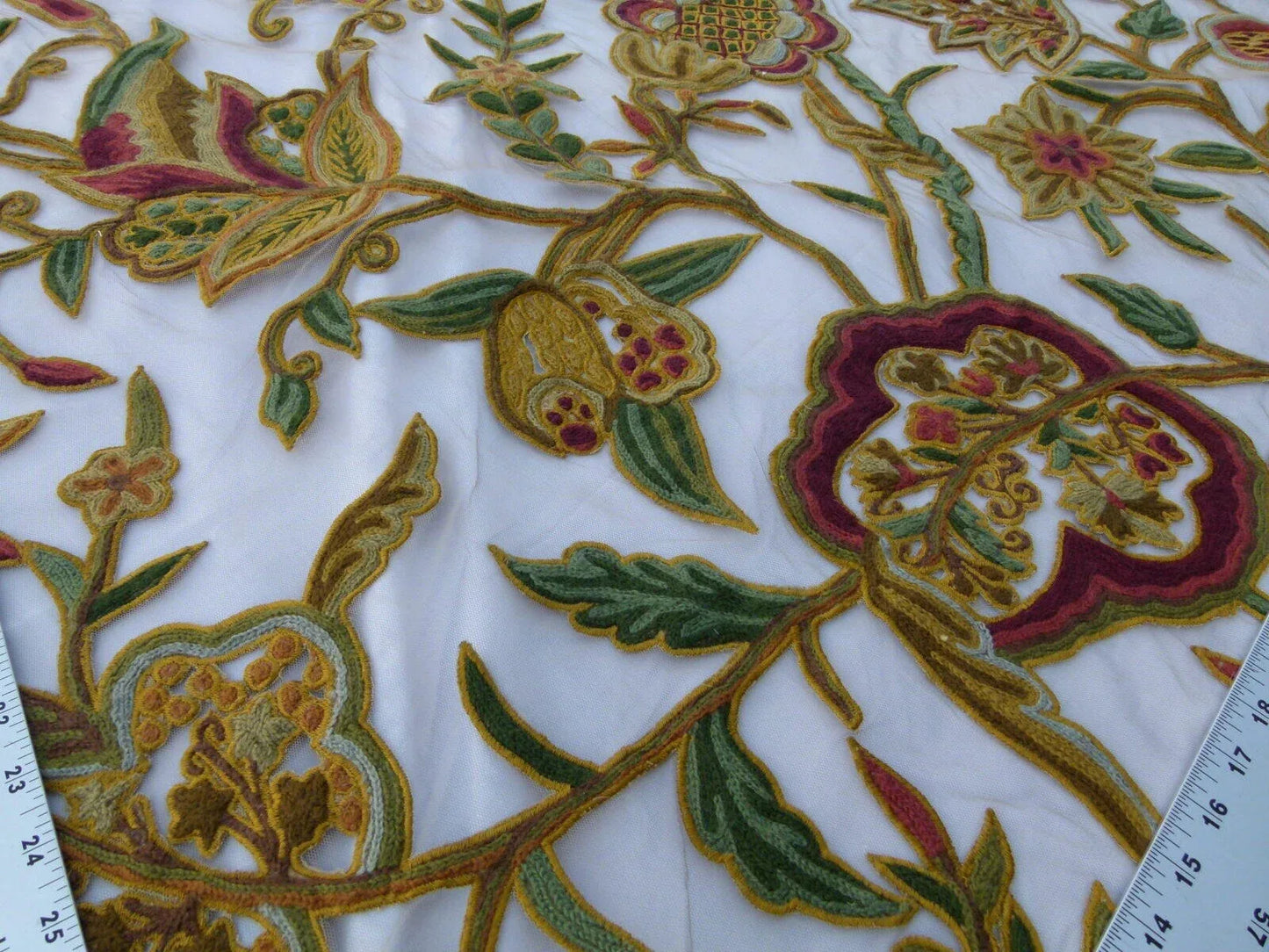 Scalamandre Sikandra Crewel Sheer Multi Wool Hand Crewel Old World Weavers MSRP USD 770/Y