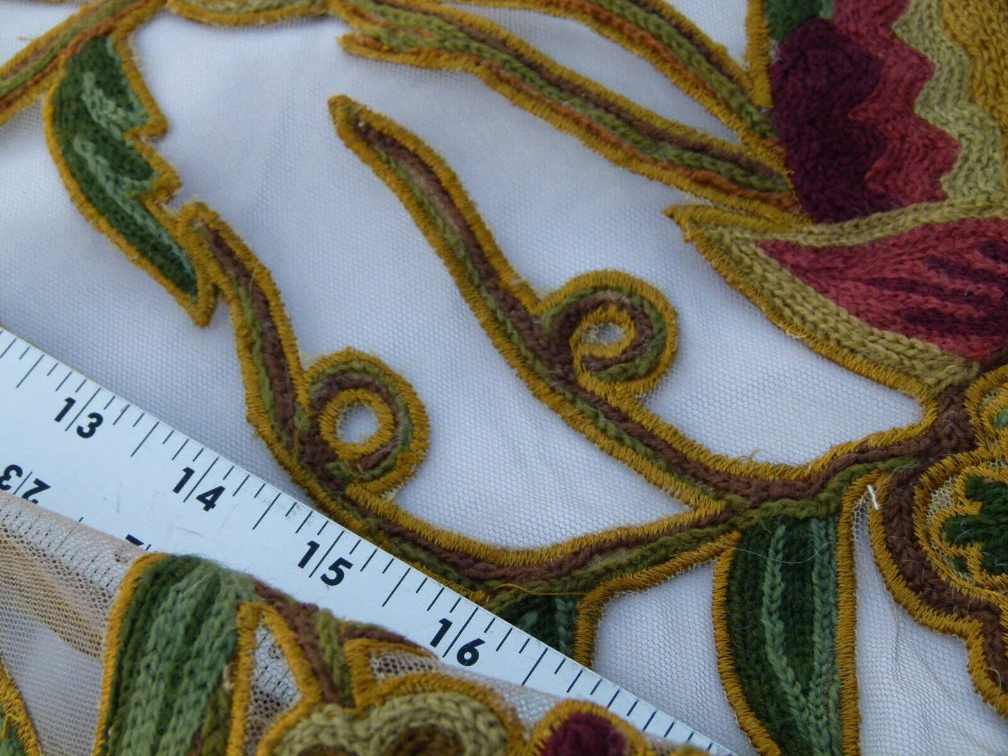 Scalamandre Sikandra Crewel Sheer Multi Wool Hand Crewel Old World Weavers MSRP USD 770/Y