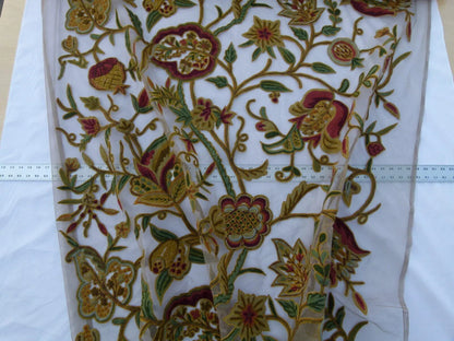 Scalamandre Sikandra Crewel Sheer Multi Wool Hand Crewel Old World Weavers MSRP USD 770/Y