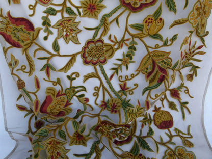 Scalamandre Sikandra Crewel Sheer Multi Wool Hand Crewel Old World Weavers MSRP USD 770/Y