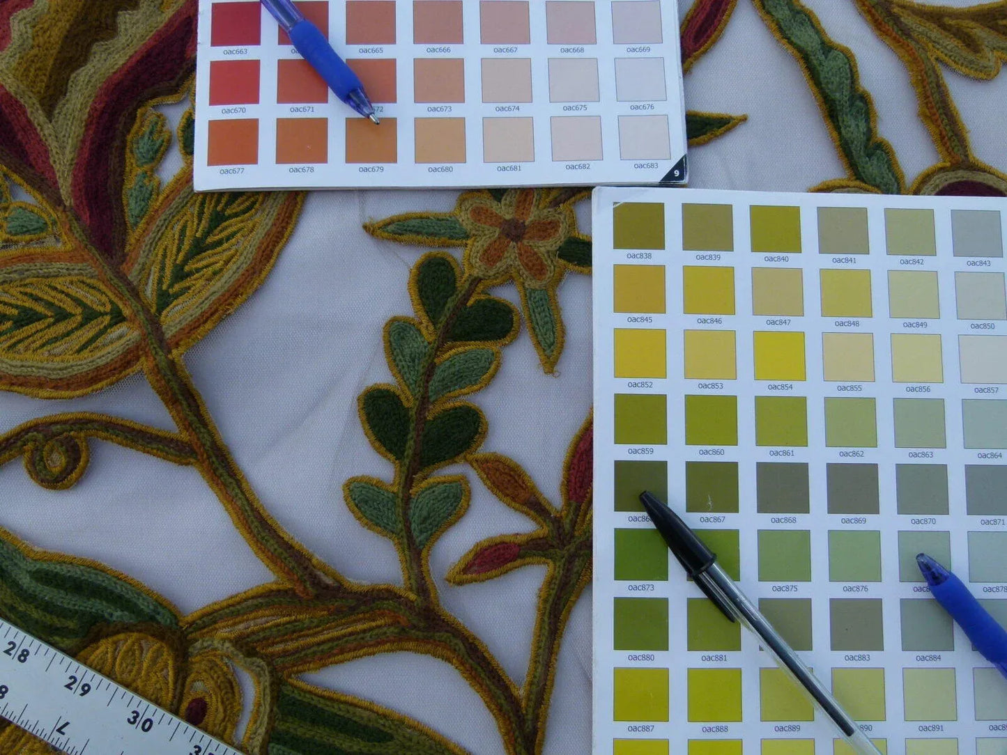 Scalamandre Sikandra Crewel Sheer Multi Wool Hand Crewel Old World Weavers MSRP USD 770/Y