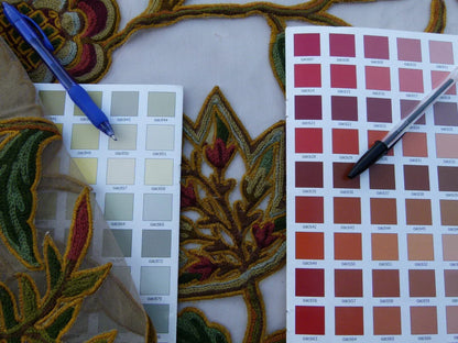 Scalamandre Sikandra Crewel Sheer Multi Wool Hand Crewel Old World Weavers MSRP USD 770/Y