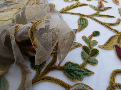 Scalamandre Sikandra Crewel Sheer Multi Wool Hand Crewel Old World Weavers MSRP USD 770/Y