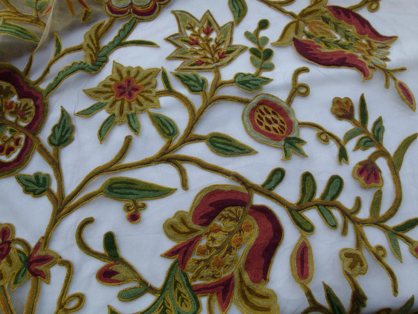 Scalamandre Sikandra Crewel Sheer Multi Wool Hand Crewel Old World Weavers MSRP USD 770/Y