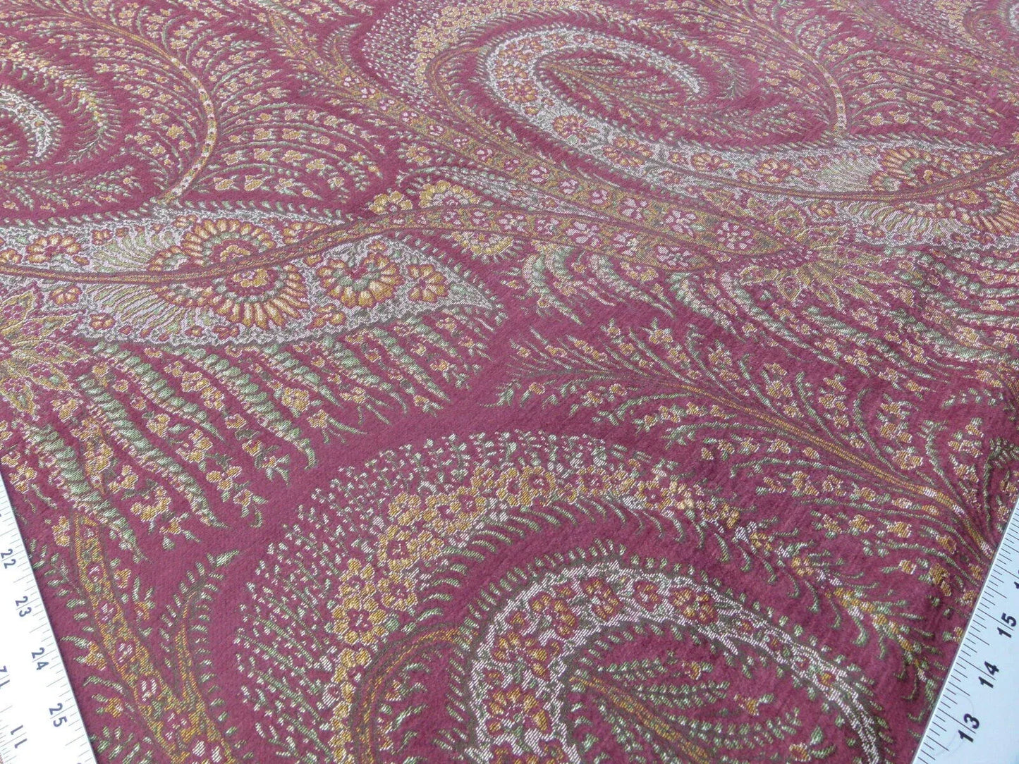 Scalamandre Northwood Hall Cordovan Paisley Damask Red Pink Rose Old World Weavers Woven Paisley MSRP USD 220/Y