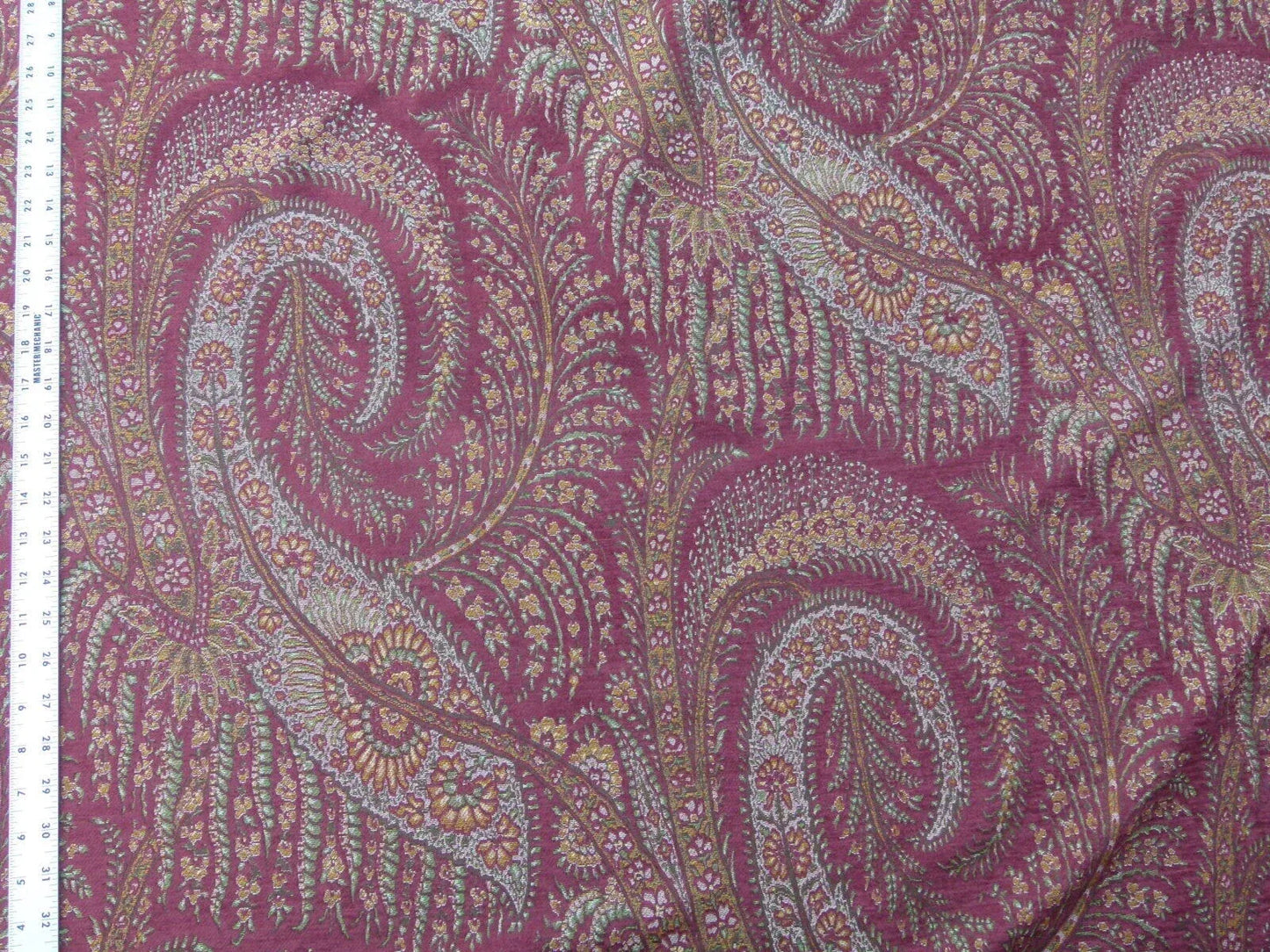 Scalamandre Northwood Hall Cordovan Paisley Damask Red Pink Rose Old World Weavers Woven Paisley MSRP USD 220/Y