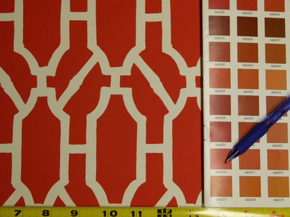 Scalamandre "pavilion Trellis Tangerine Hot Red White Wallpaper MSRP USD 232/single Roll Old World Weavers