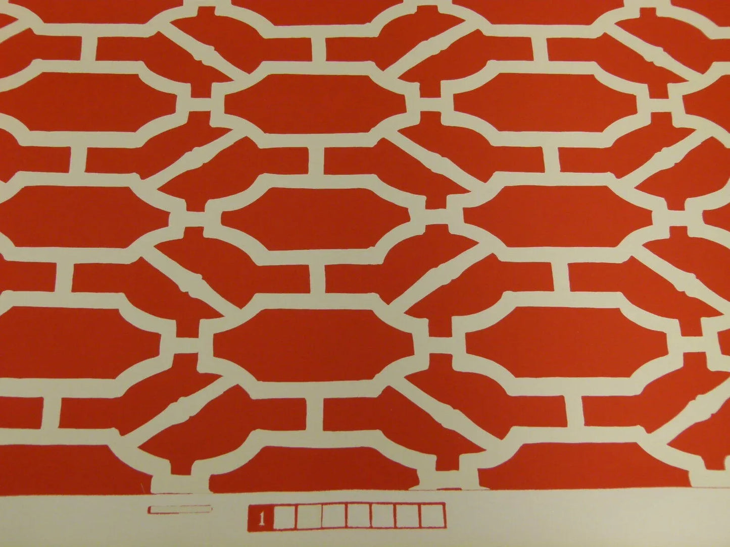 Scalamandre "pavilion Trellis Tangerine Hot Red White Wallpaper MSRP USD 232/single Roll Old World Weavers