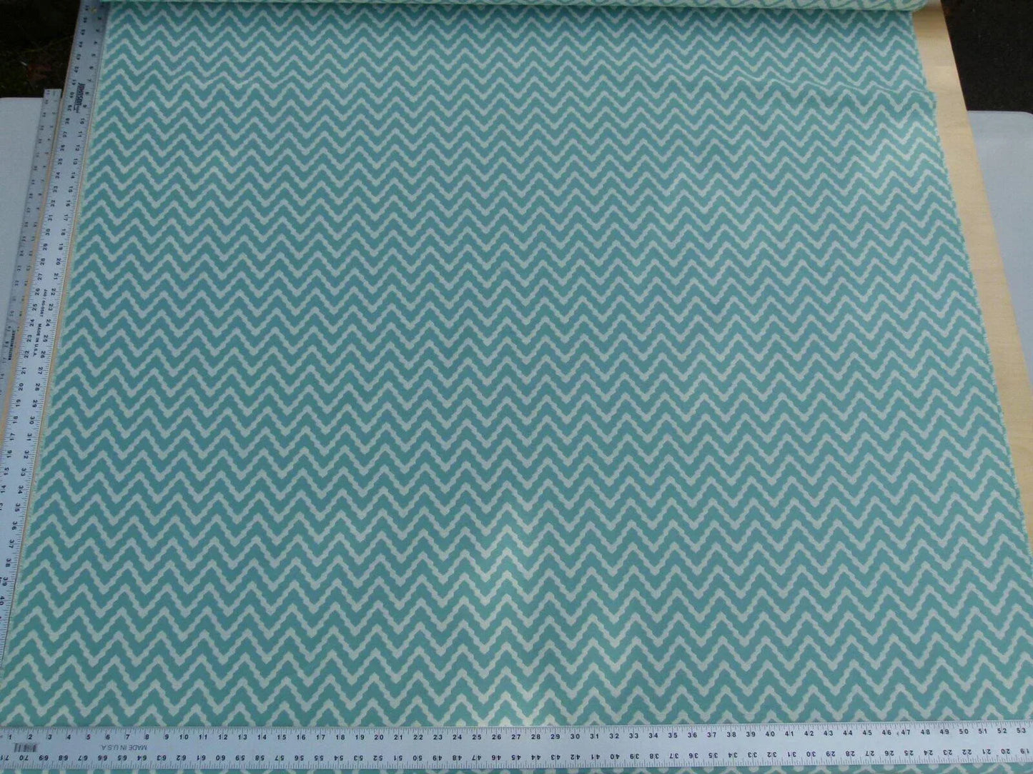 Scalamandre Chantico Chevron Lattice Pool Aqua Blue Green Linen Cotton Woven  Old World Weavers Herringbone MSRP USD 198/Y