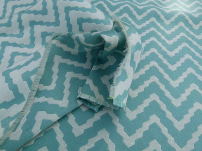 Scalamandre Chantico Chevron Lattice Pool Aqua Blue Green Linen Cotton Woven  Old World Weavers Herringbone MSRP USD 198/Y