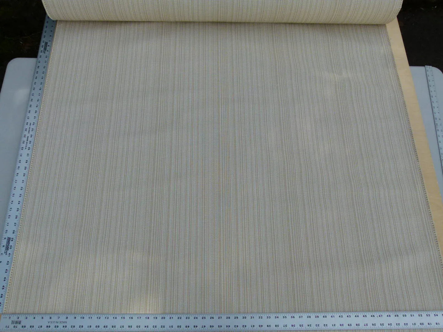 Scalamandre Oakley Tan Striae On Ivory Cotton Ottoman Heavy  Old World Weavers MSRP USD 264/Y!