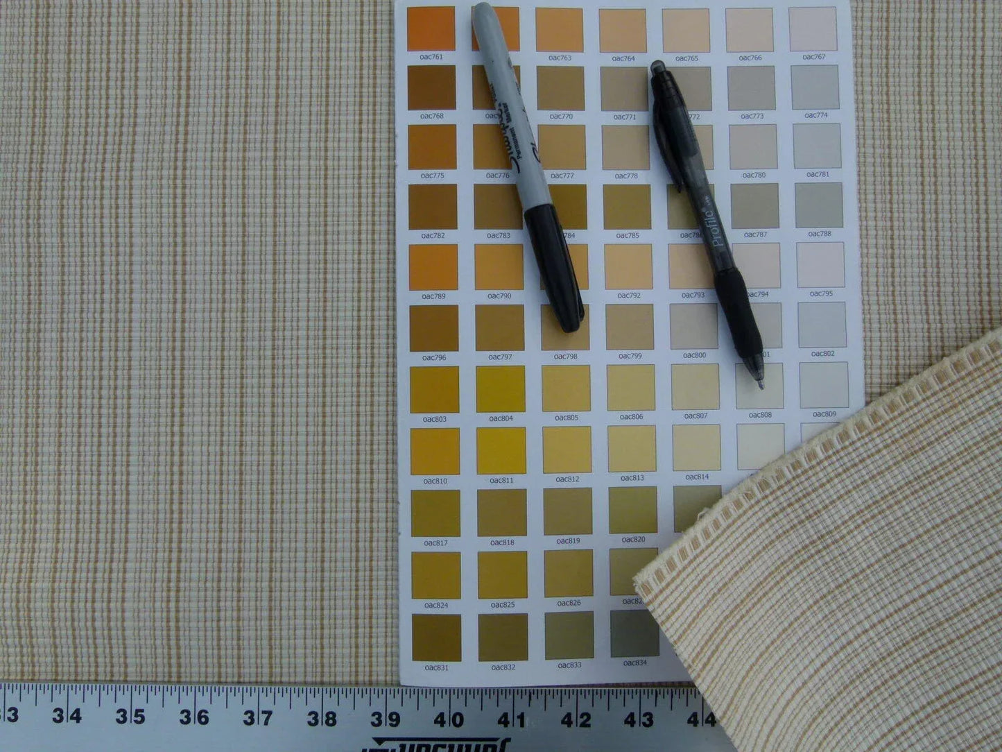 Scalamandre Oakley Tan Striae On Ivory Cotton Ottoman Heavy  Old World Weavers MSRP USD 264/Y!