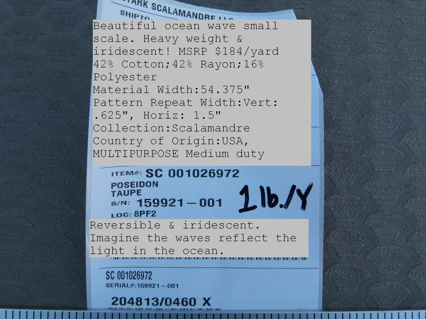 By Yard Scalamandre Poseidon Taupe Beige Neutral Fish Scale Ocean Wave MSRP USD184/Y