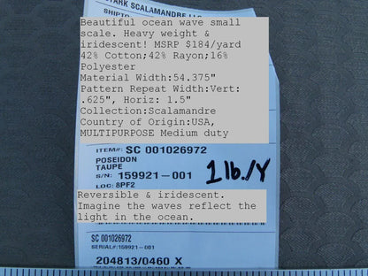 By Yard Scalamandre Poseidon Taupe Beige Neutral Fish Scale Ocean Wave MSRP USD184/Y