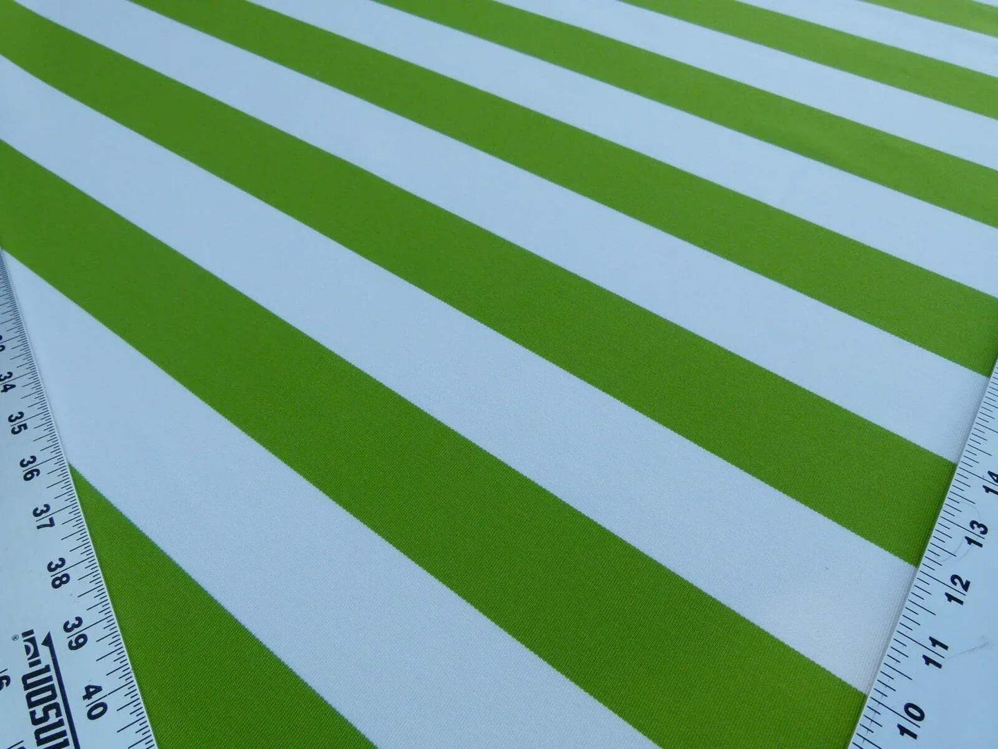 Scalamandre " Barbados Lime &amp; Off White Outdoor Tropical Wide Stripe MSRP USD 138/Y  Old World Weavers"