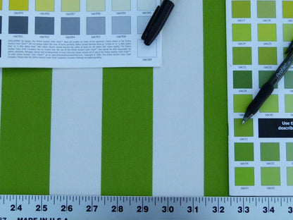 Scalamandre " Barbados Lime &amp; Off White Outdoor Tropical Wide Stripe MSRP USD 138/Y  Old World Weavers"