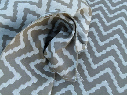 Scalamandre Chantico Chevron Lattice Mocha Tan Beige White Linen Cotton Woven  Old World Weavers Chevron MSRP USD 198/Y
