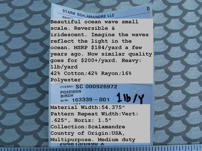 Bty Scalamandre Poseidon Birch Silver Beige Neutral Fish Scale Ocean Wave MSRP USD184/Y