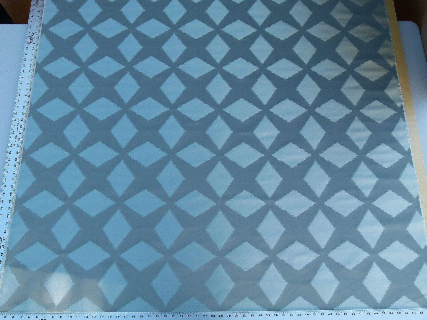 Scalamandre  Polygon Aqua Blue Green Silk Cotton Jacquard Thick Old World Weavers MSRP USD 260/yard