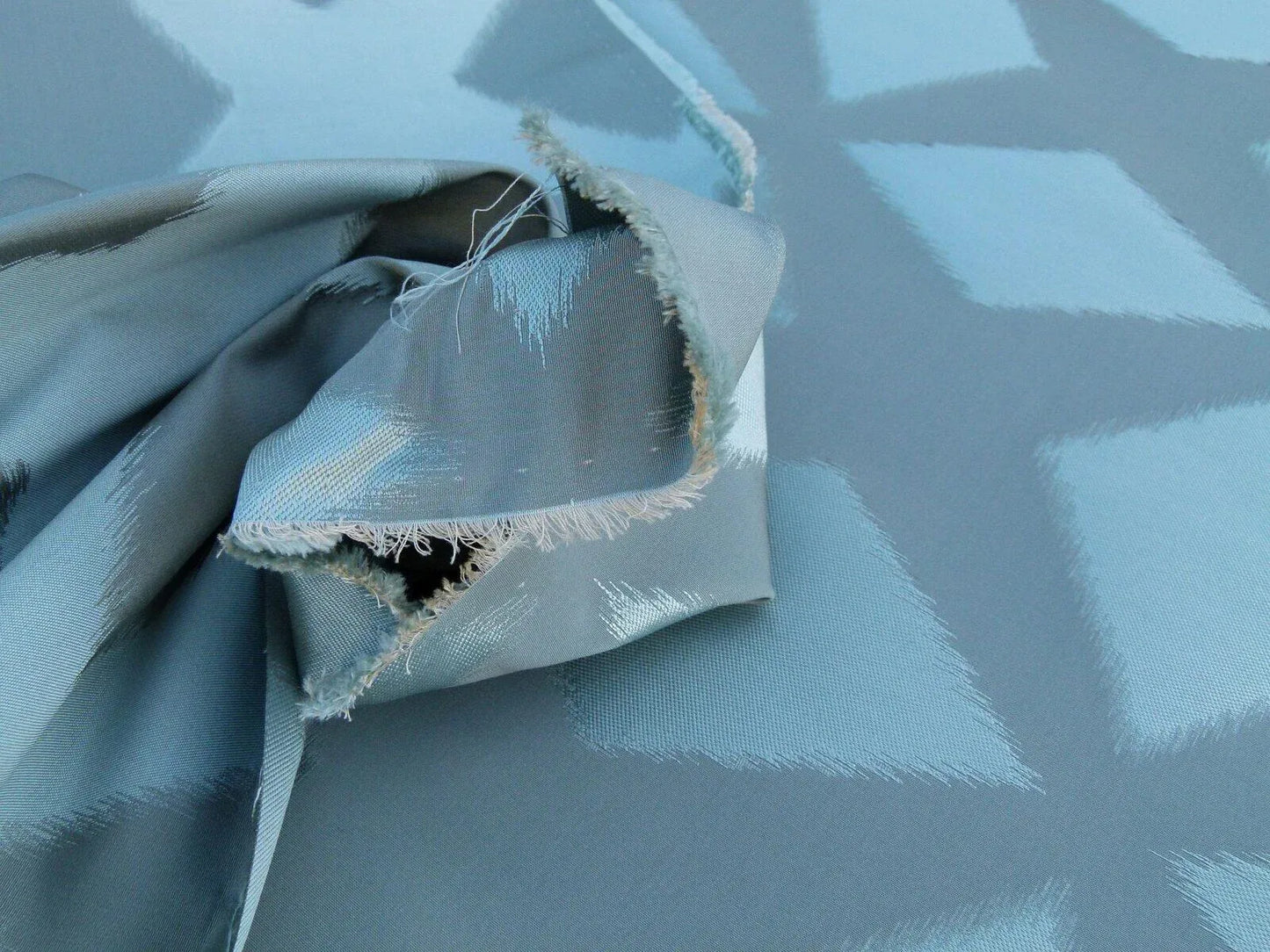 Scalamandre  Polygon Aqua Blue Green Silk Cotton Jacquard Thick Old World Weavers MSRP USD 260/yard