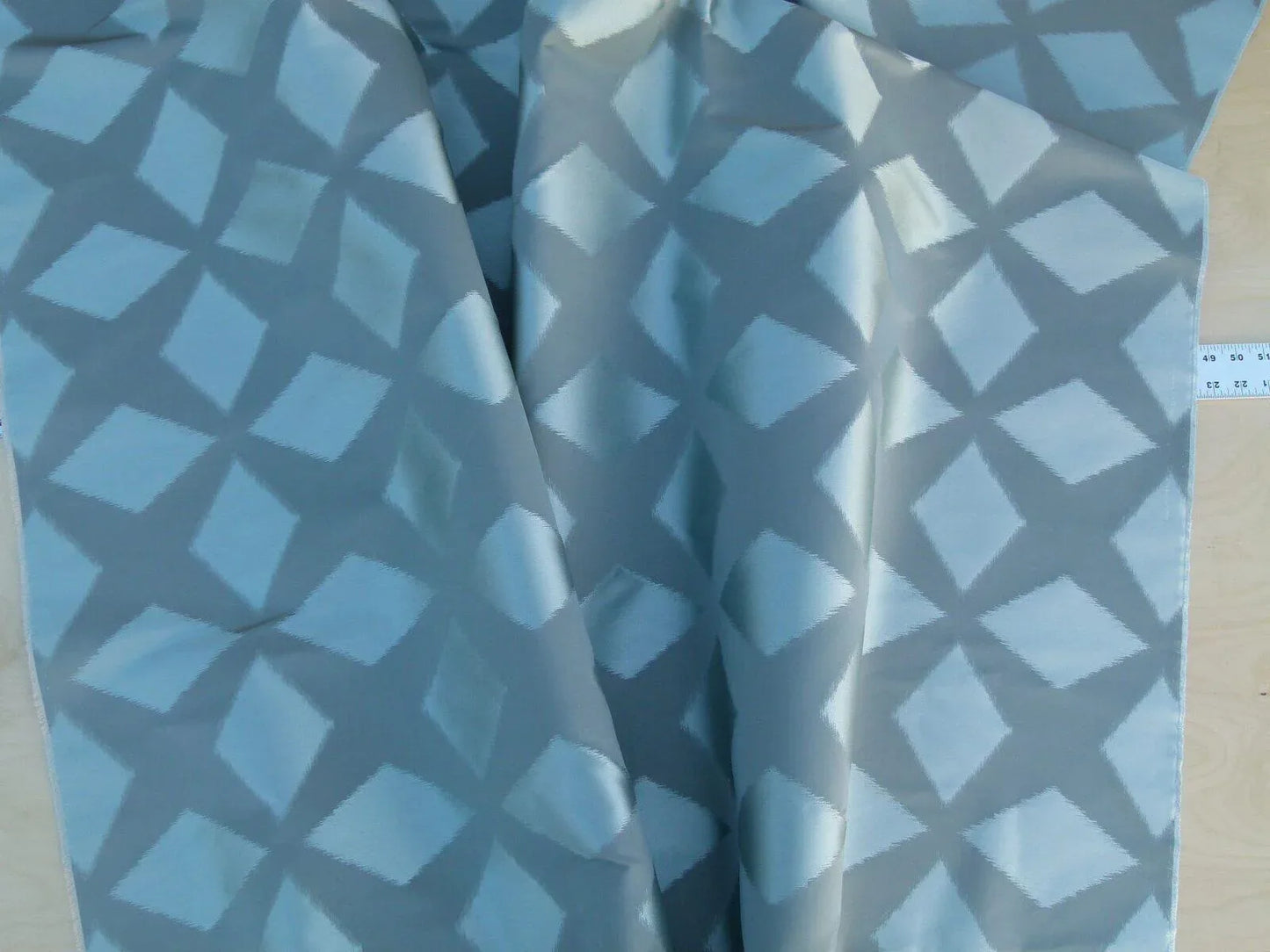 Scalamandre  Polygon Aqua Blue Green Silk Cotton Jacquard Thick Old World Weavers MSRP USD 260/yard