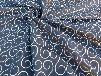 Scalamandre La Spiro Graphic Deep Black &amp; White Graphic Music Note Woven MSRP USD 200/y  Old World Weavers