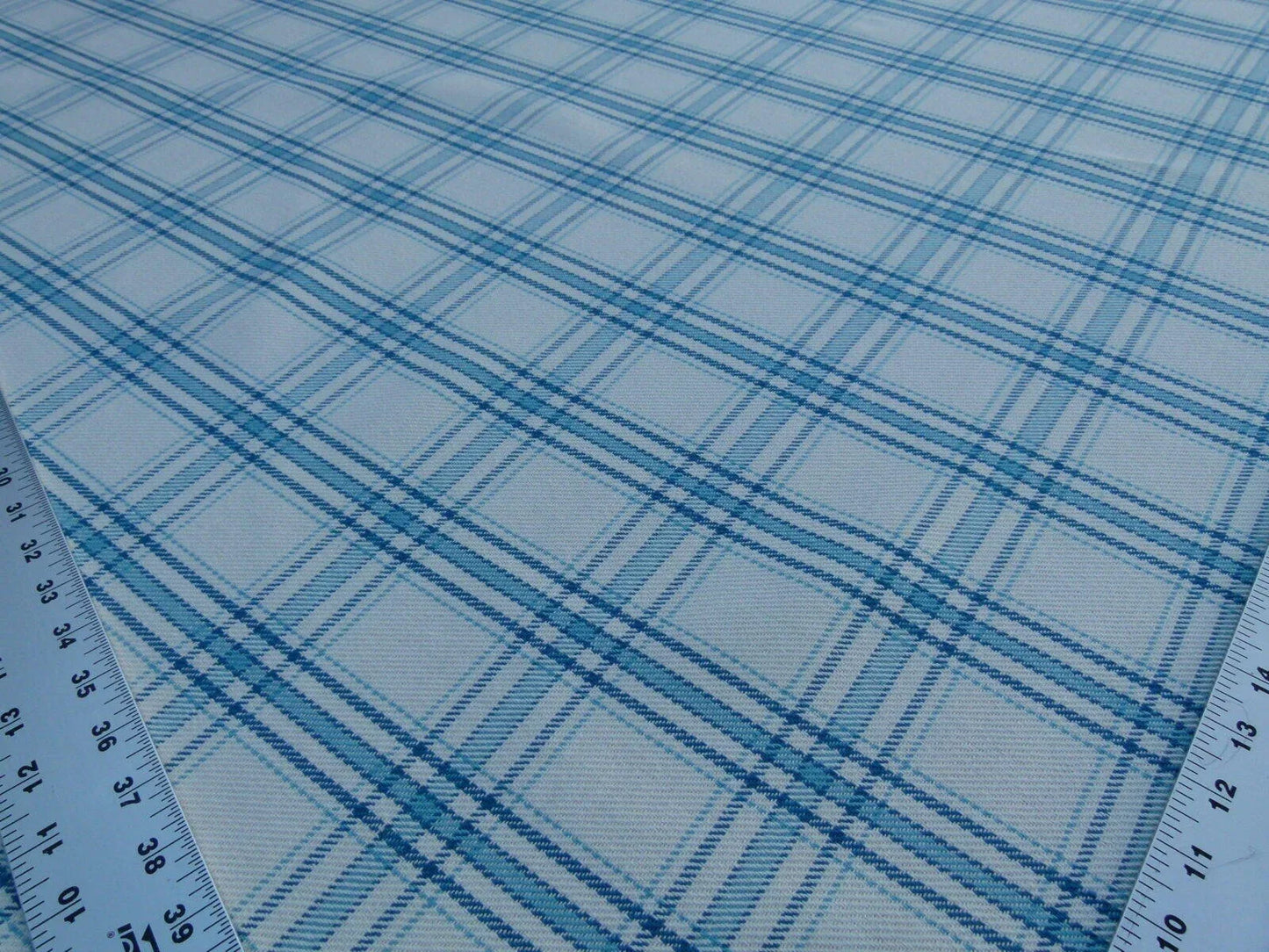 Scalamandre Bynam Check Grey Watkins Blue White Plaid Cotton MSRP USD 128/Y  Old World Weavers