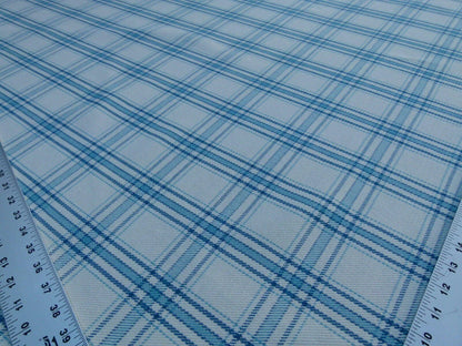 Scalamandre Bynam Check Grey Watkins Blue White Plaid Cotton MSRP USD 128/Y  Old World Weavers