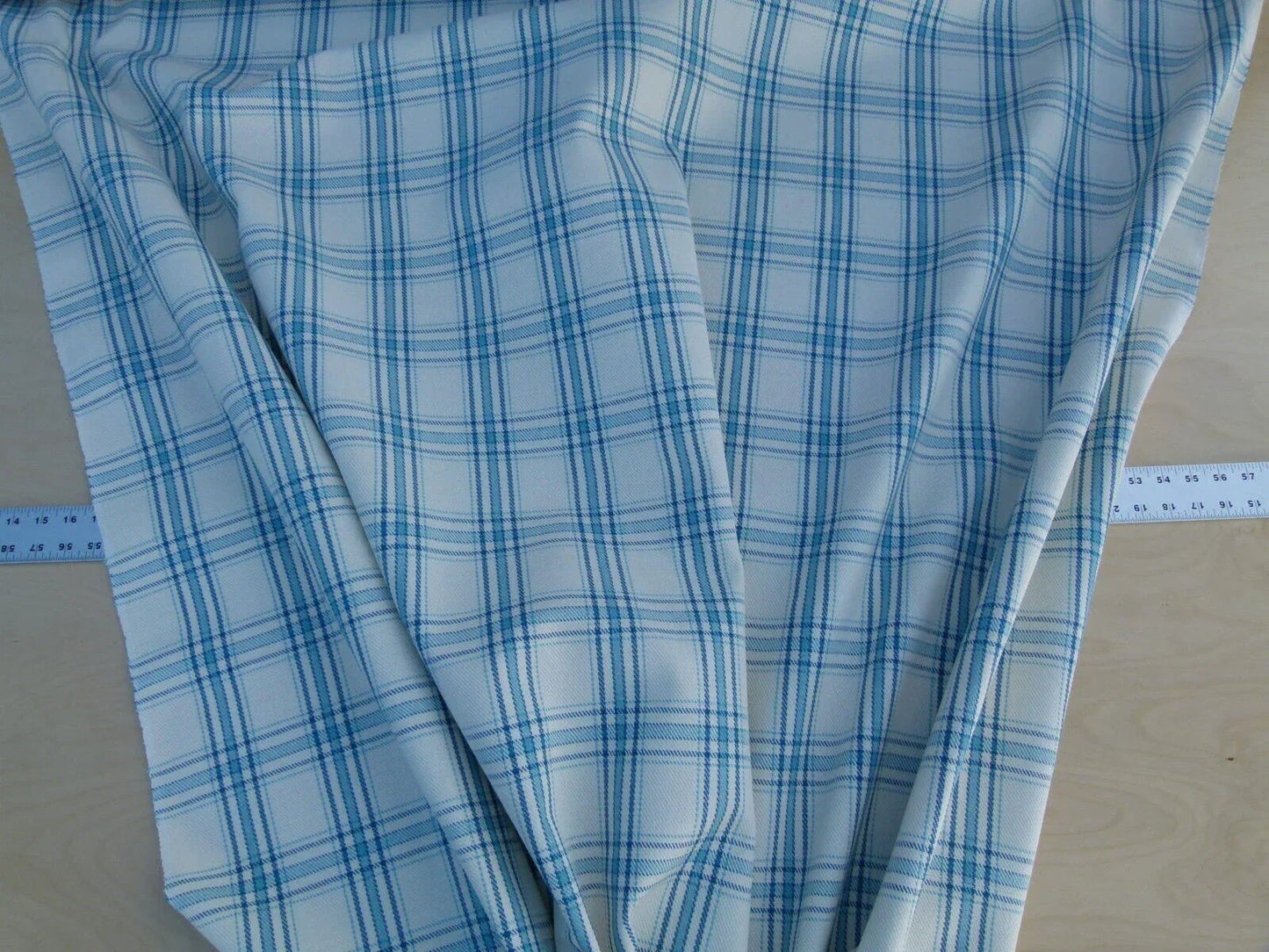 Scalamandre Bynam Check Grey Watkins Blue White Plaid Cotton MSRP USD 128/Y  Old World Weavers