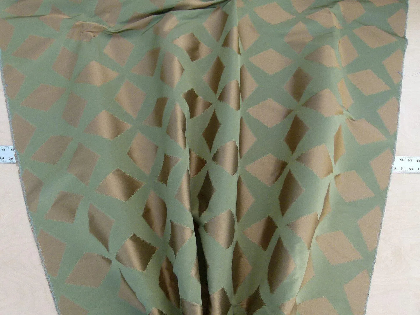 Scalamandre  Polygon Green Gold Silk Cotton Jacquard Thick Old World Weavers MSRP USD 260/yard