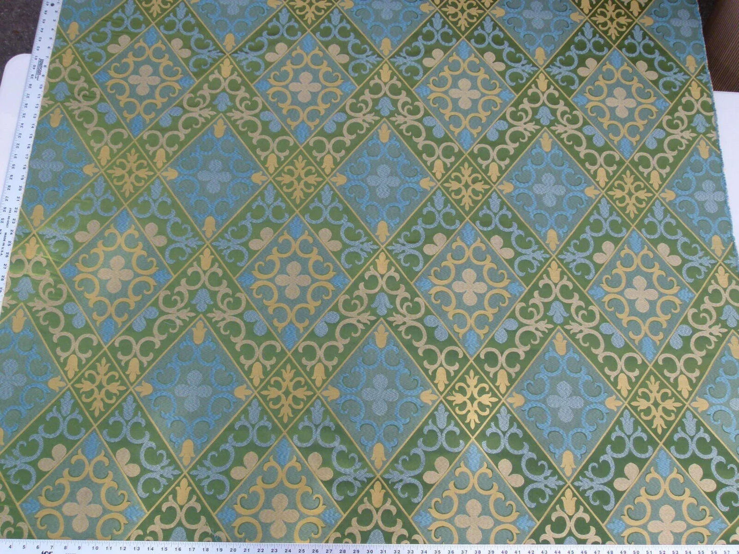 Scalamandre Clarion Emerald Isle Middle Age Woven Silk Lampas MSRP USD 160/Y  Old World Weavers