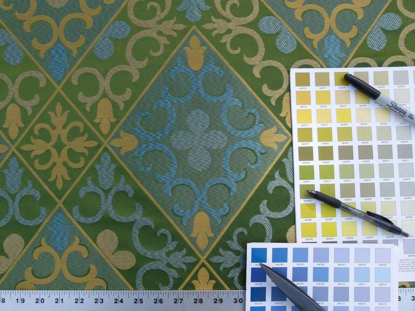 Scalamandre Clarion Emerald Isle Middle Age Woven Silk Lampas MSRP USD 160/Y  Old World Weavers