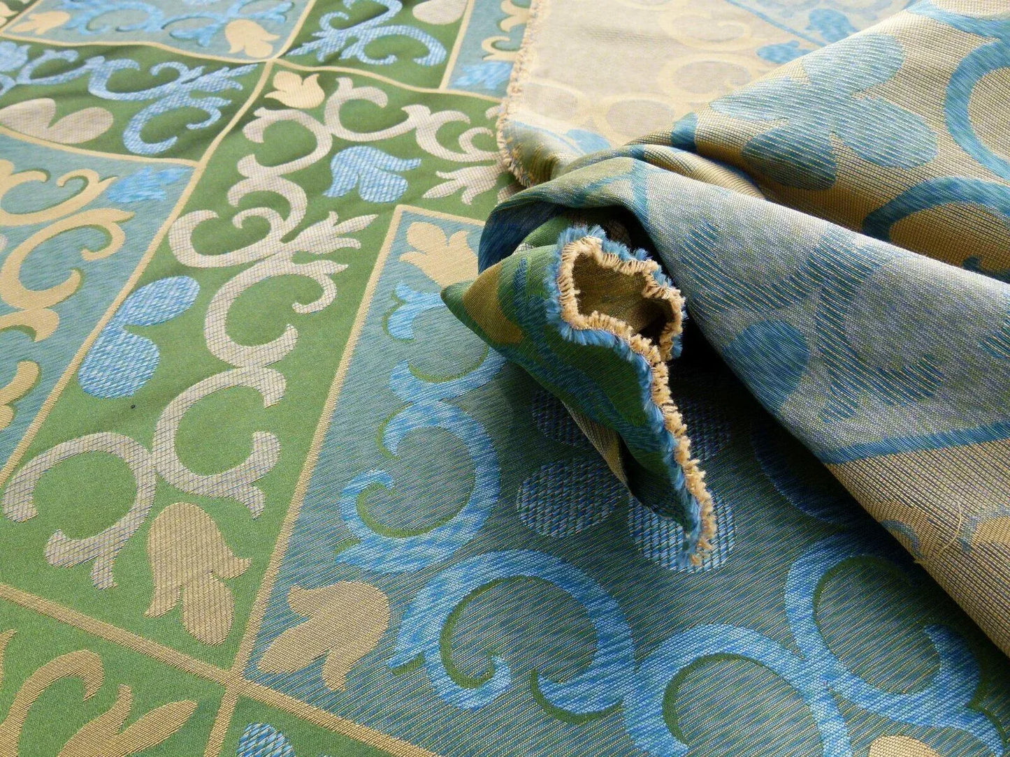 Scalamandre Clarion Emerald Isle Middle Age Woven Silk Lampas MSRP USD 160/Y  Old World Weavers