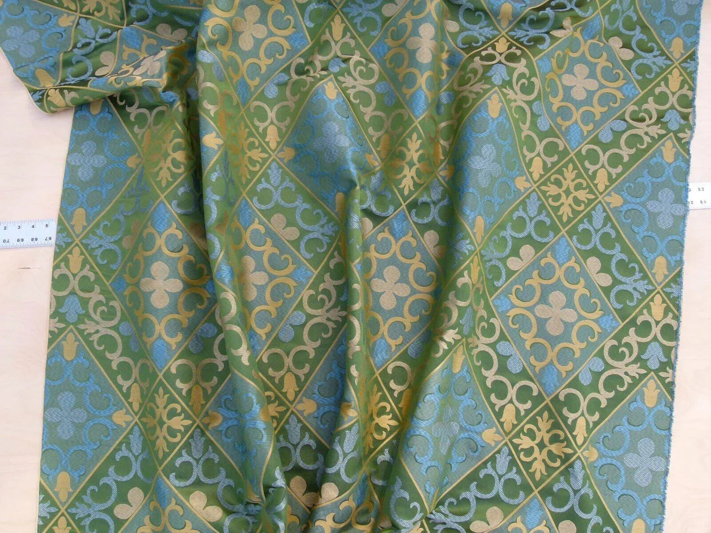 Scalamandre Clarion Emerald Isle Middle Age Woven Silk Lampas MSRP USD 160/Y  Old World Weavers