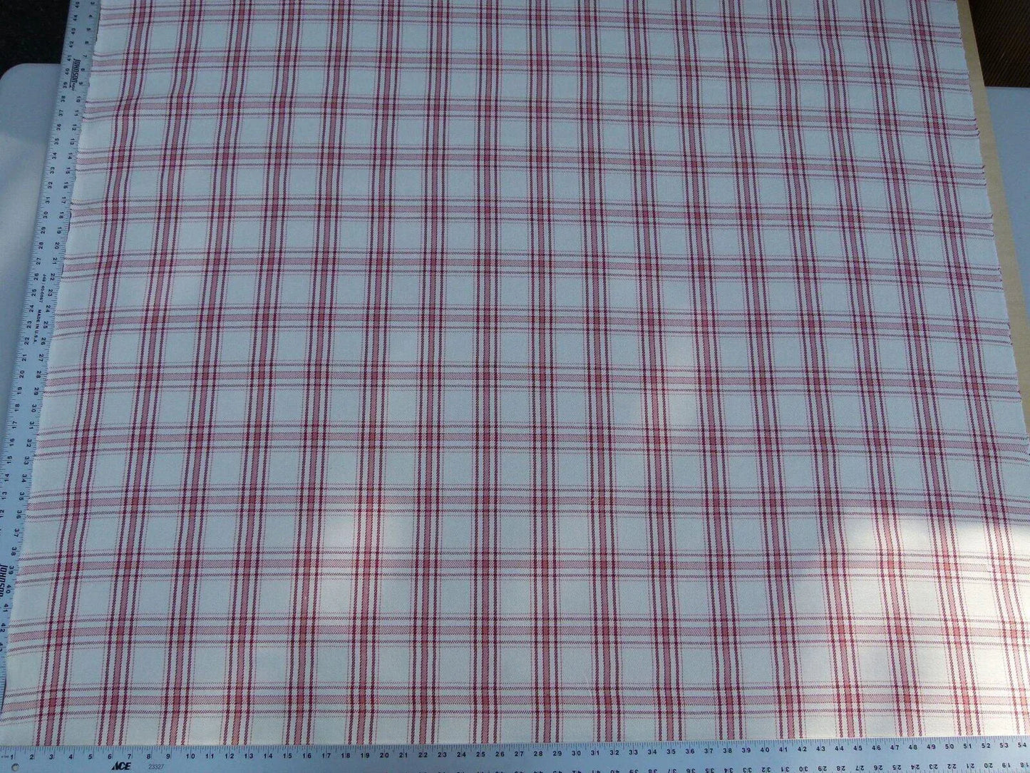 Scalamandre Bynam Check Grey Watkins Rose Pink White Plaid Cotton MSRP USD 128/Y  Old World Weavers