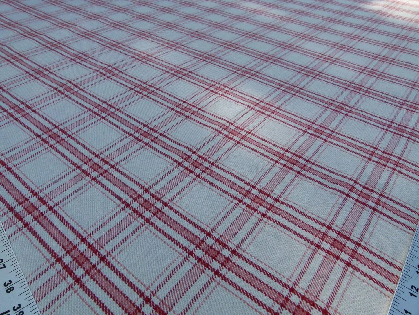 Scalamandre Bynam Check Grey Watkins Rose Pink White Plaid Cotton MSRP USD 128/Y  Old World Weavers