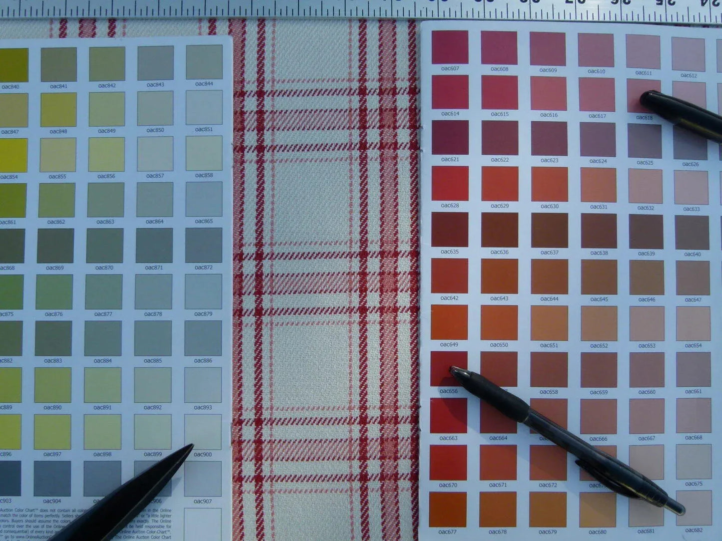 Scalamandre Bynam Check Grey Watkins Rose Pink White Plaid Cotton MSRP USD 128/Y  Old World Weavers