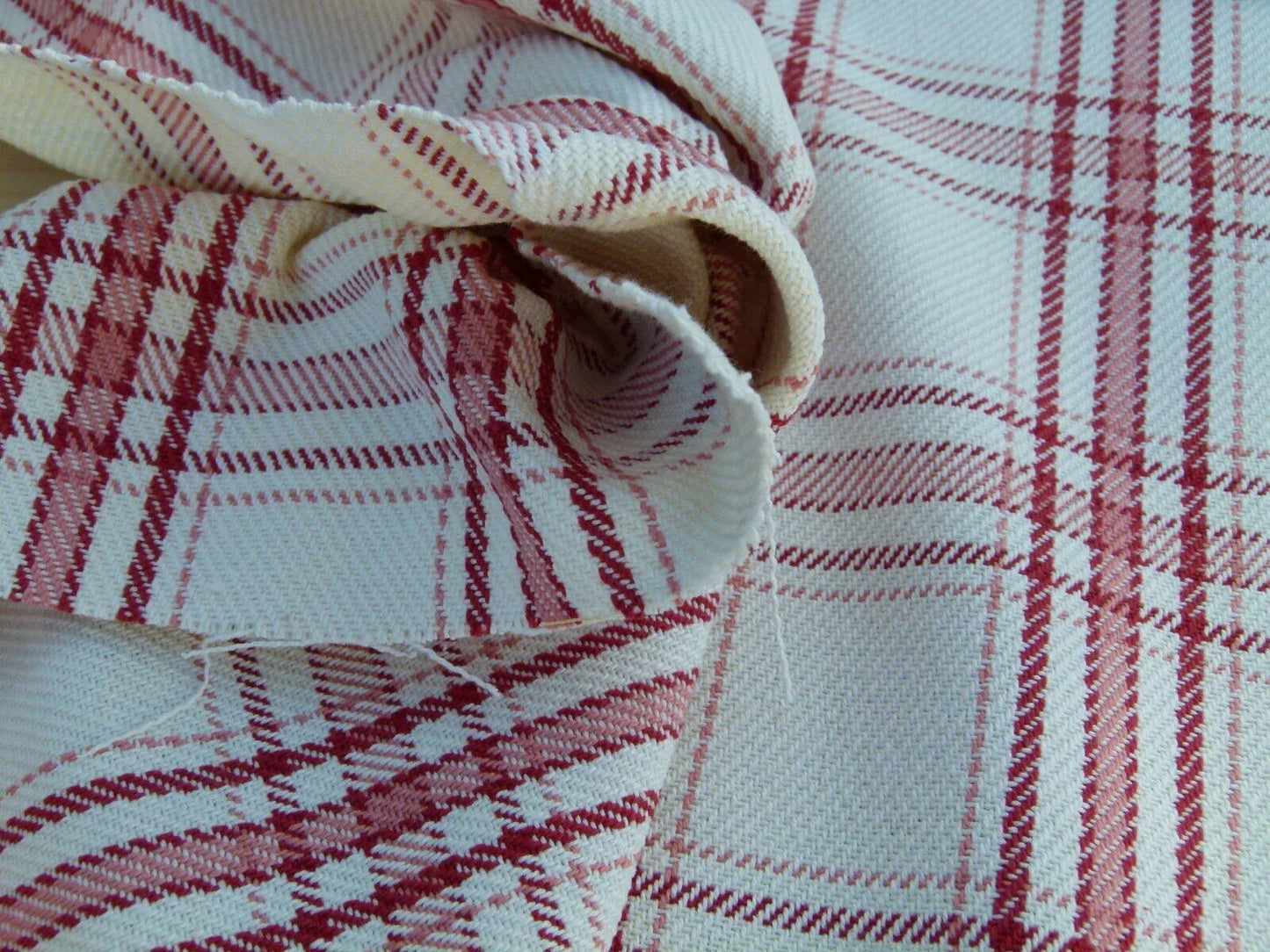 Scalamandre Bynam Check Grey Watkins Rose Pink White Plaid Cotton MSRP USD 128/Y  Old World Weavers