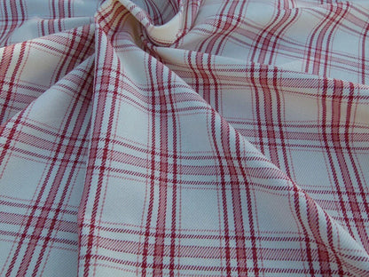Scalamandre Bynam Check Grey Watkins Rose Pink White Plaid Cotton MSRP USD 128/Y  Old World Weavers